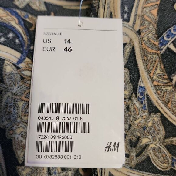 H&M Women's Size 14 NWT High Waisted Paisley Print Wide Leg Pants - Picture 7 of 11